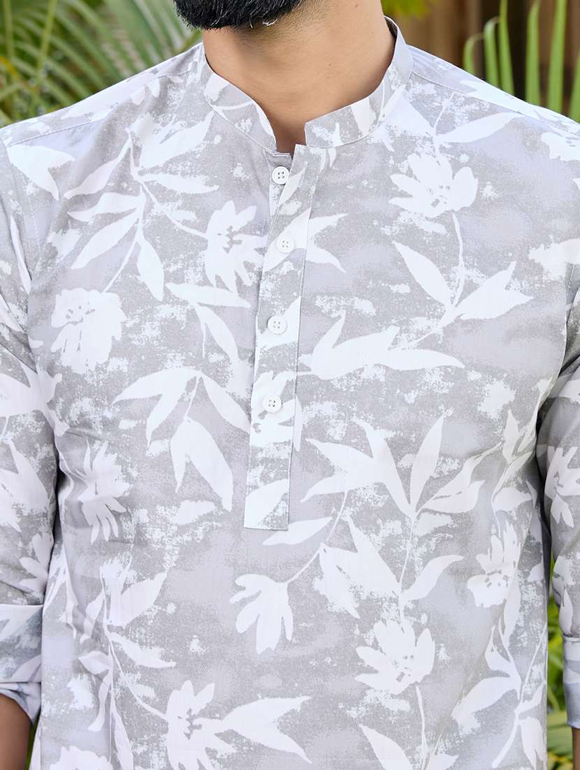  men printed long sleeve short kurta - 22392437 -  Standard Image - 1