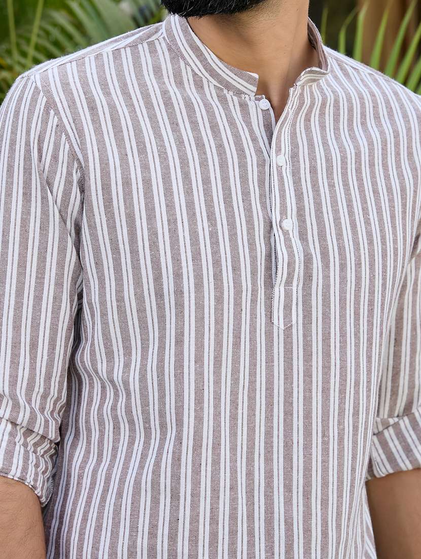 men mandarin neck long sleeve short kurta - 22392451 -  Standard Image - 1