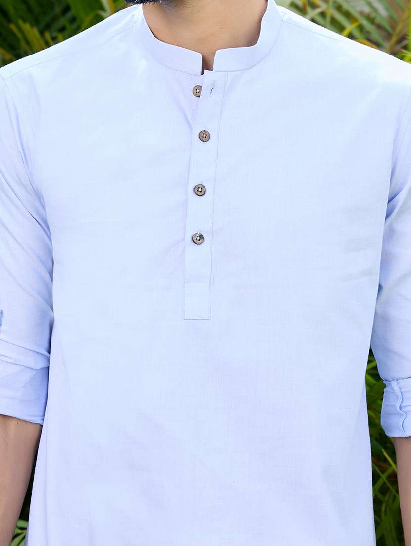 men mandarin neck long sleeve short kurta - 22392452 -  Standard Image - 1