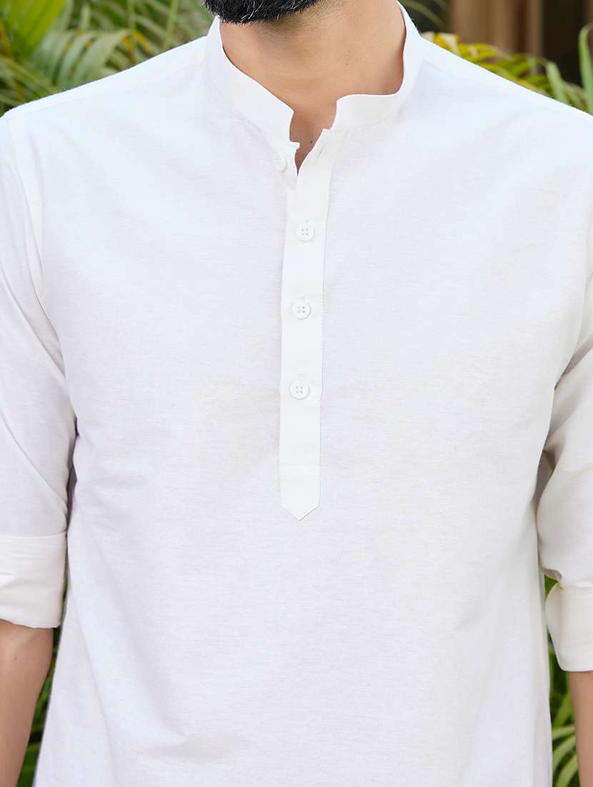 men mandarin neck long sleeve short kurta - 22392454 -  Standard Image - 1