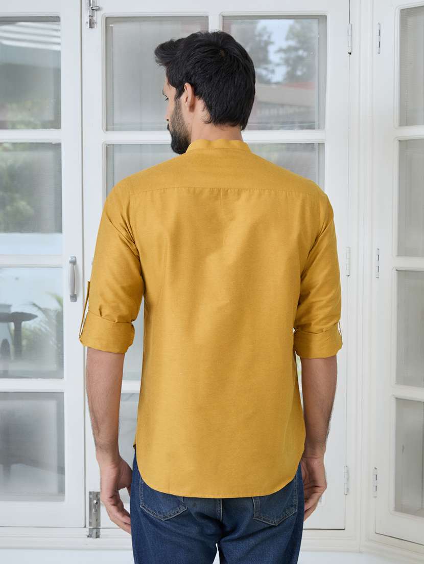 men mandarin neck roll-up sleeve short kurta - 22392461 -  Standard Image - 4