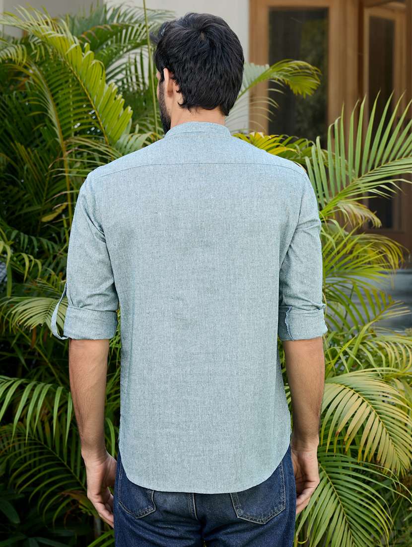 men mandarin neck long sleeve short kurta - 22392466 -  Standard Image - 4