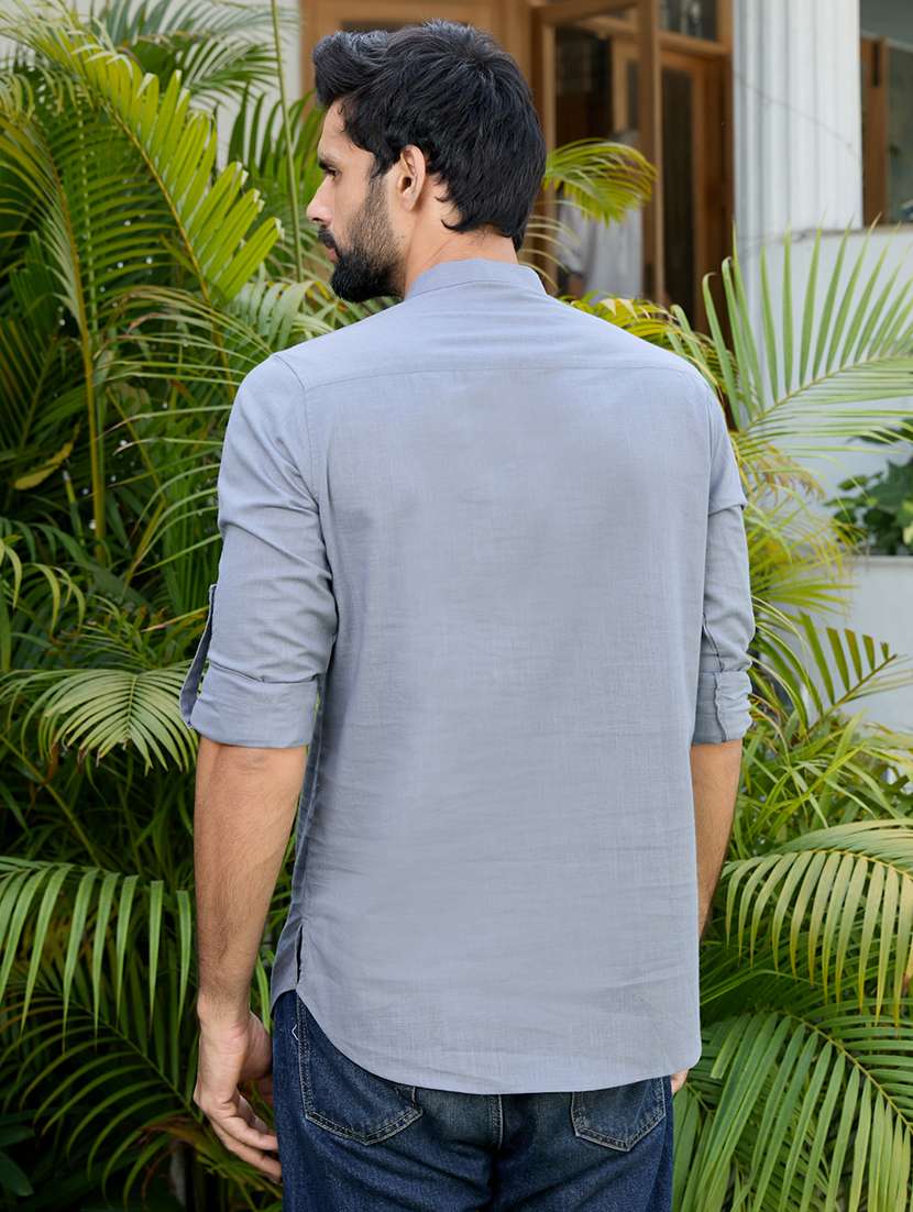 men mandarin neck long sleeve short kurta - 22392468 -  Standard Image - 4