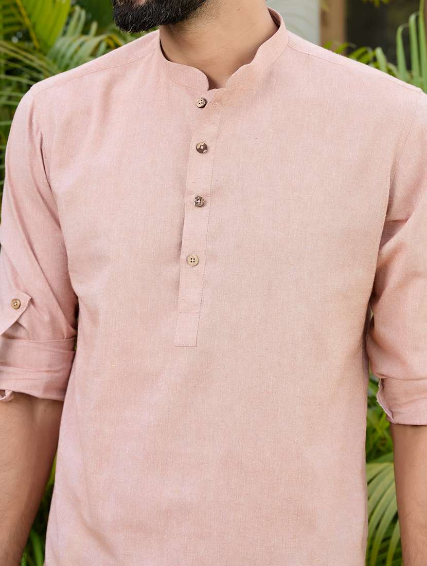 men mandarin neck long sleeve short kurta - 22392470 -  Standard Image - 1