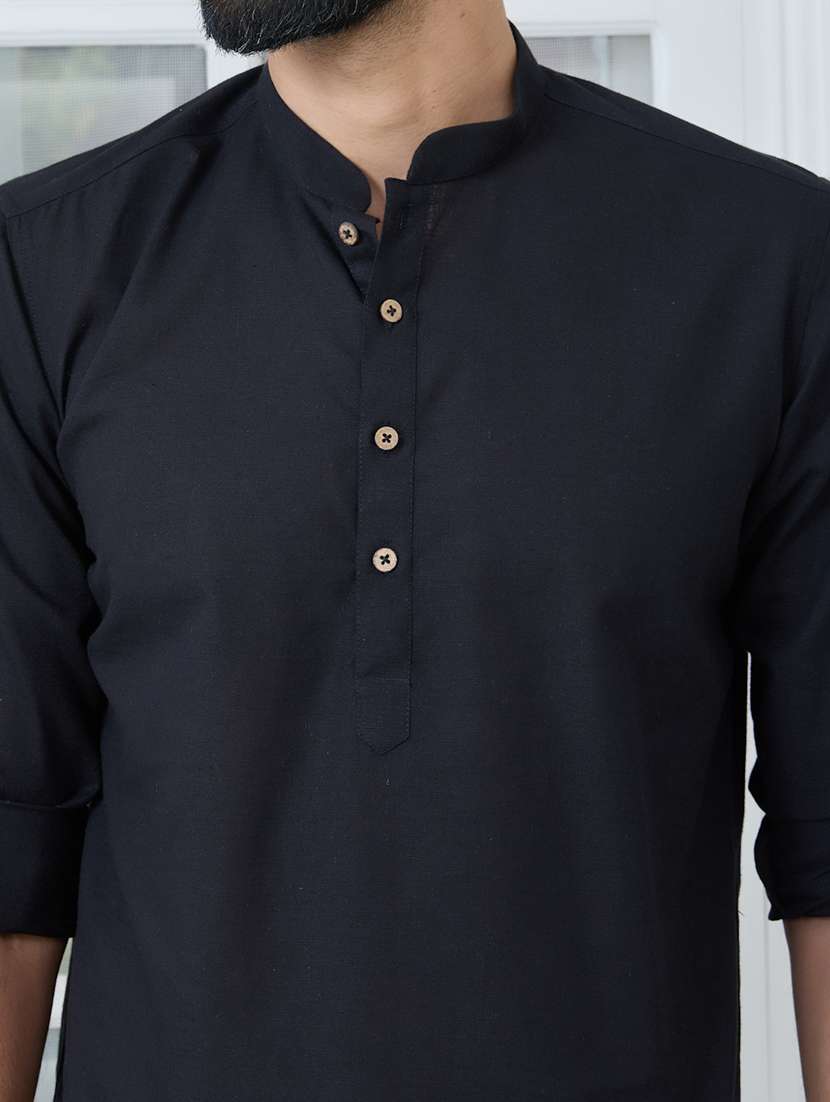 men mandarin neck long sleeve short kurta - 22392472 -  Standard Image - 1