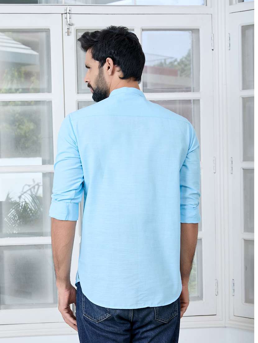 men mandarin neck long sleeve short kurta - 22392481 -  Standard Image - 4