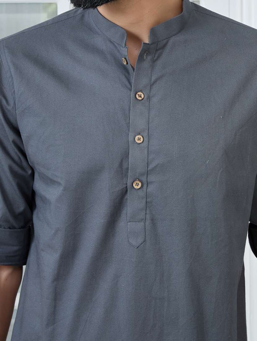 men mandarin neck long sleeve short kurta - 22392484 -  Standard Image - 1