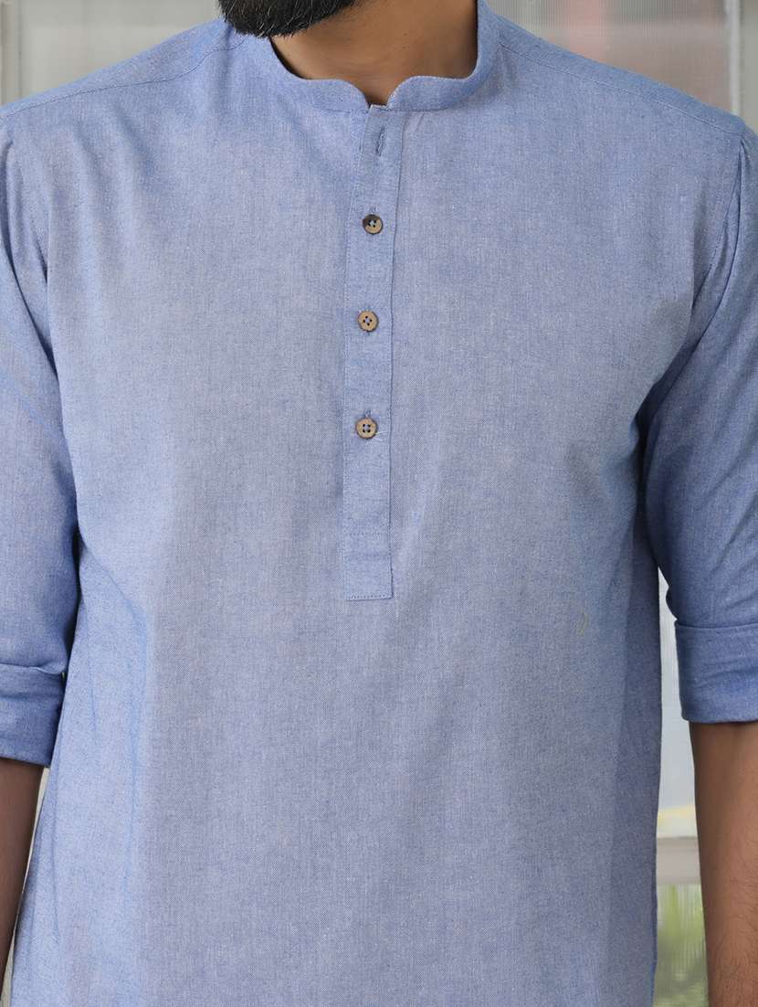 men mandarin neck long sleeve short kurta - 22392486 -  Standard Image - 1