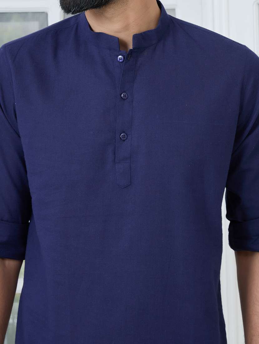men mandarin neck long sleeve short kurta - 22392488 -  Standard Image - 1
