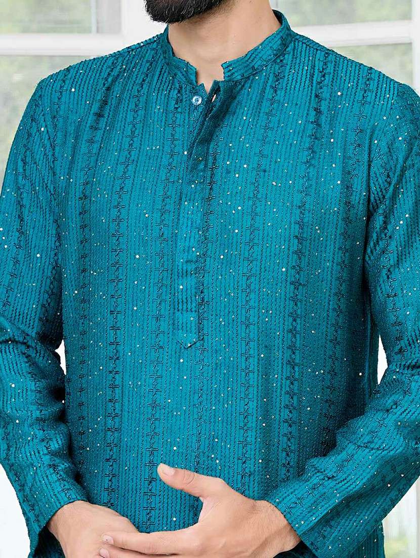 men mandarin neck long sleeve short kurta - 22392490 -  Standard Image - 1