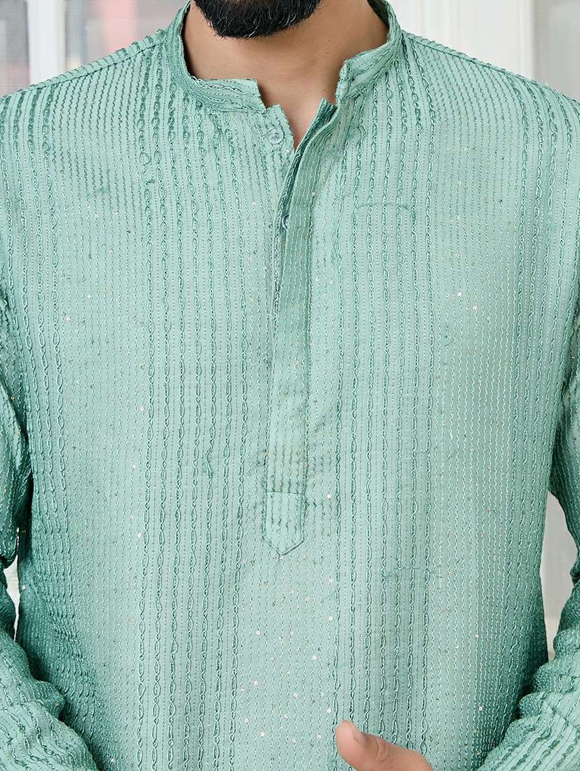 men mandarin neck long sleeve short kurta - 22392495 -  Standard Image - 1