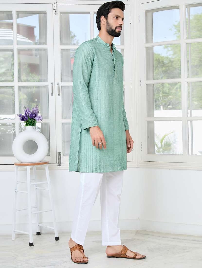 men mandarin neck long sleeve short kurta - 22392495 -  Standard Image - 4