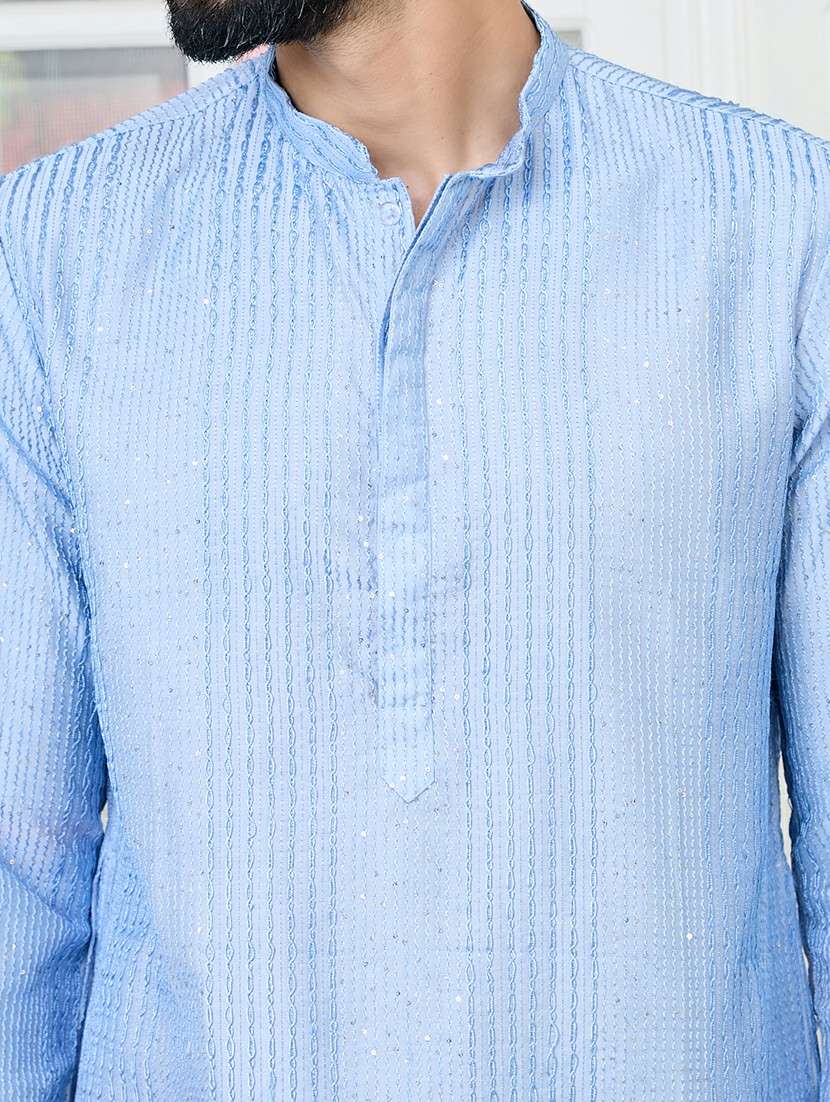 men mandarin neck long sleeve  kurta - 22392497 -  Standard Image - 1
