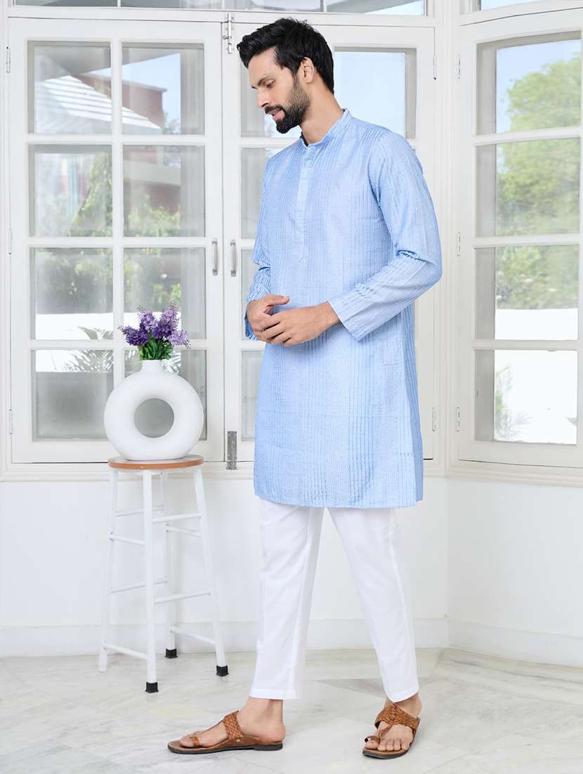 men mandarin neck long sleeve  kurta - 22392497 -  Standard Image - 4
