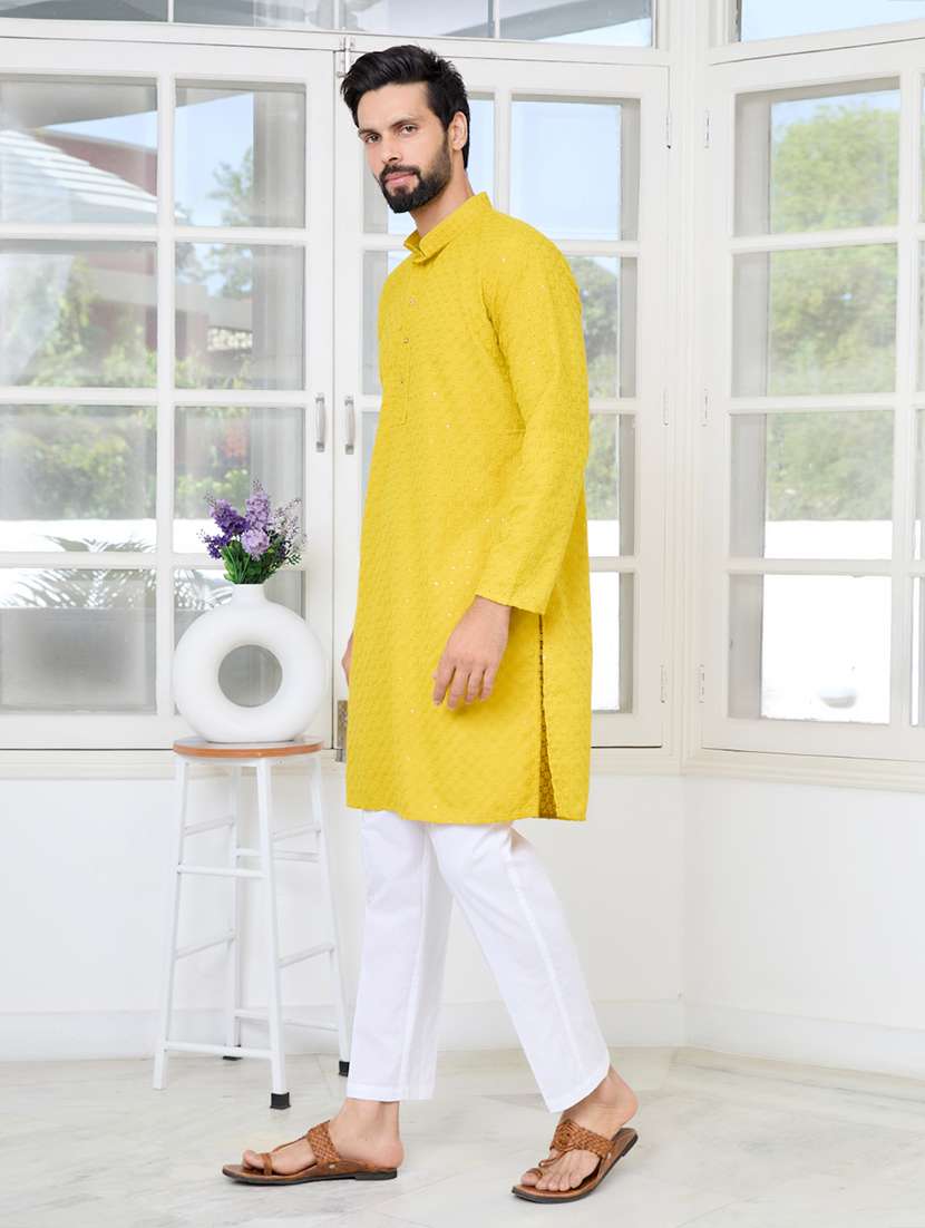 men mandarin neck long sleeve short kurta - 22392500 -  Standard Image - 4