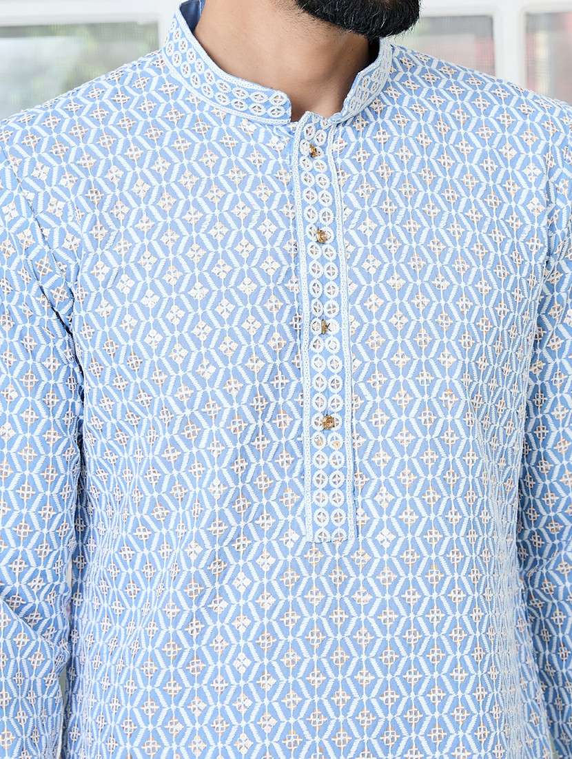 men mandarin neck long sleeve short kurta - 22392502 -  Standard Image - 1