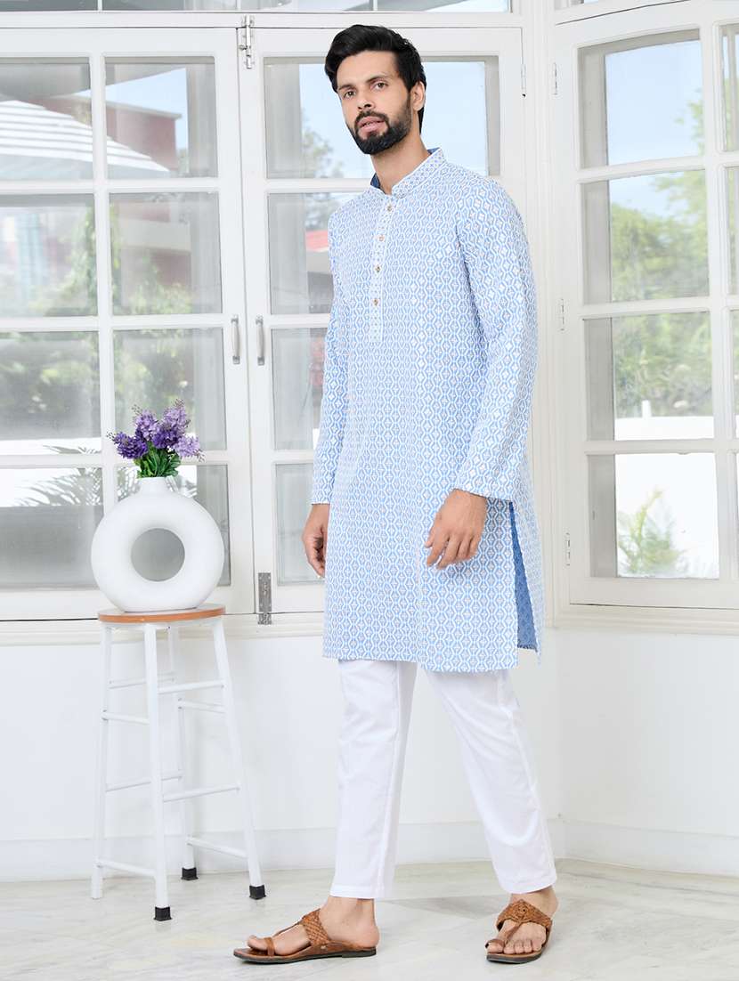 men mandarin neck long sleeve short kurta - 22392502 -  Standard Image - 4