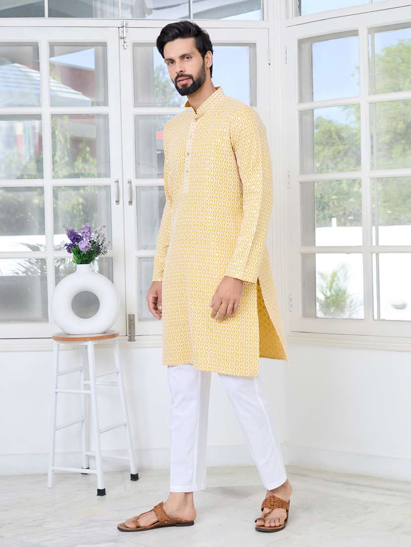 men mandarin neck long sleeve short kurta - 22392503 -  Standard Image - 4