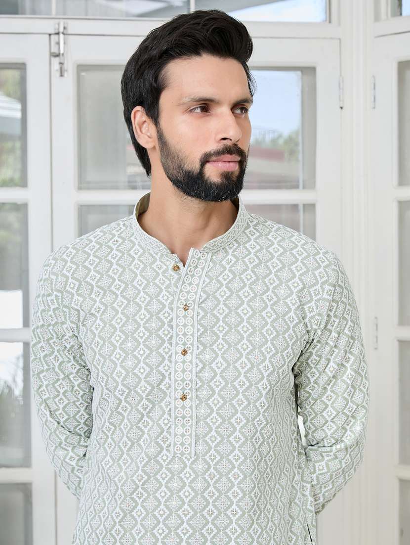 men mandarin neck long sleeve short kurta - 22392504 -  Standard Image - 1
