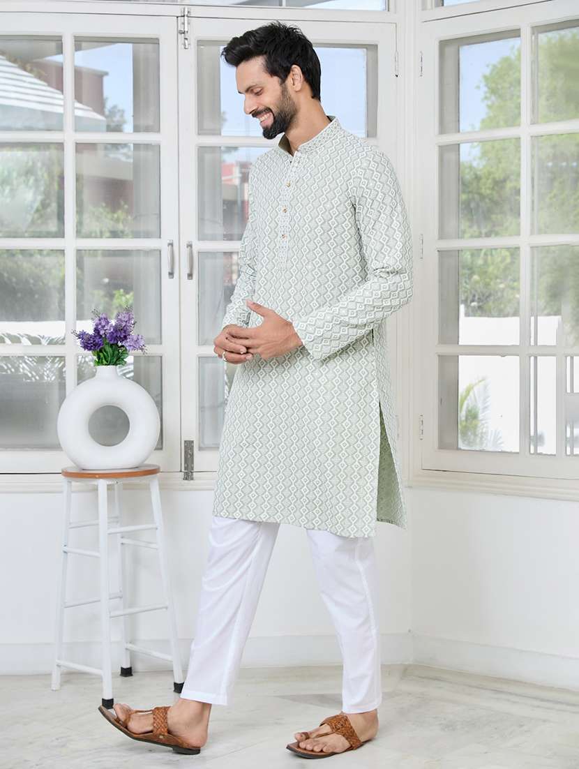 men mandarin neck long sleeve short kurta - 22392504 -  Standard Image - 4