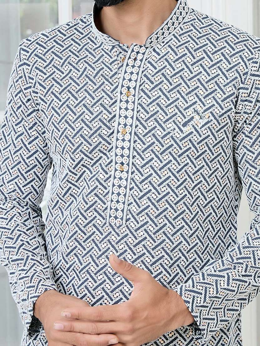 men mandarin neck long sleeve short kurta - 22392507 -  Standard Image - 1