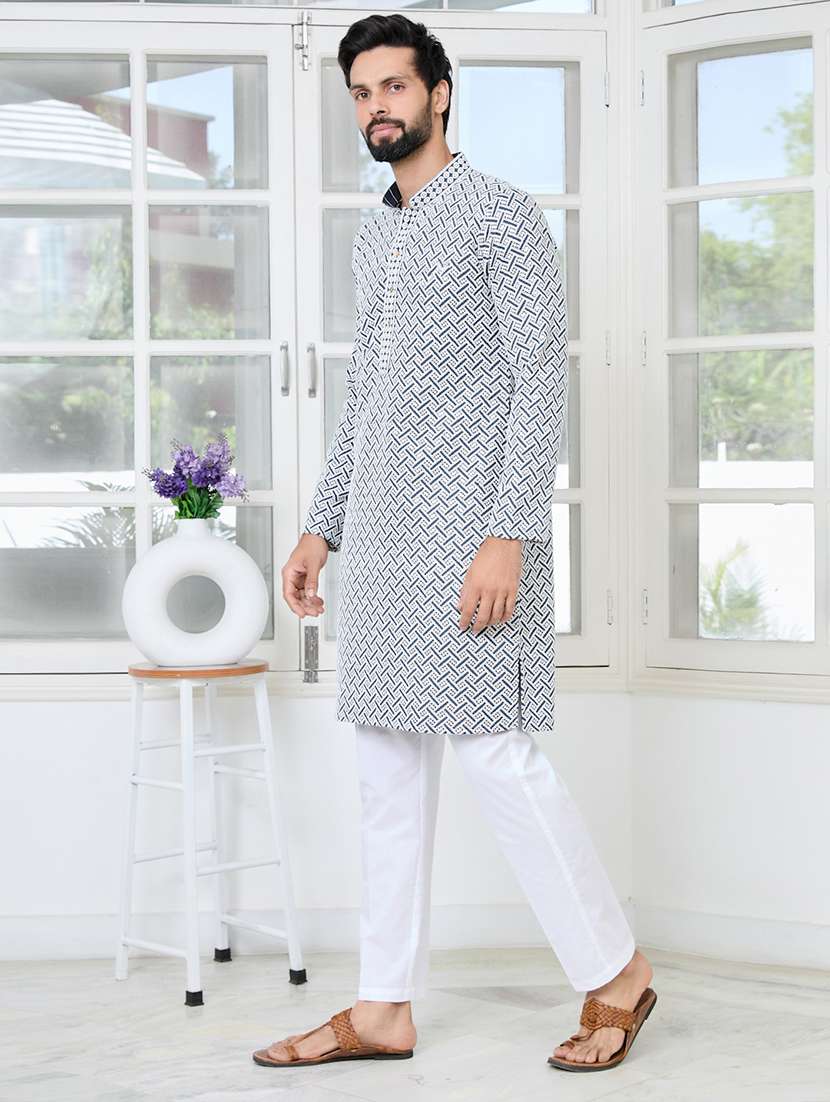 men mandarin neck long sleeve short kurta - 22392507 -  Standard Image - 4