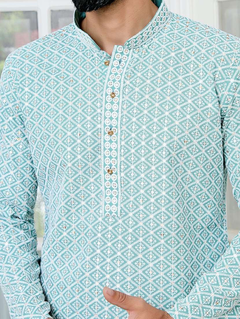men mandarin neck long sleeve short kurta - 22392510 -  Standard Image - 1