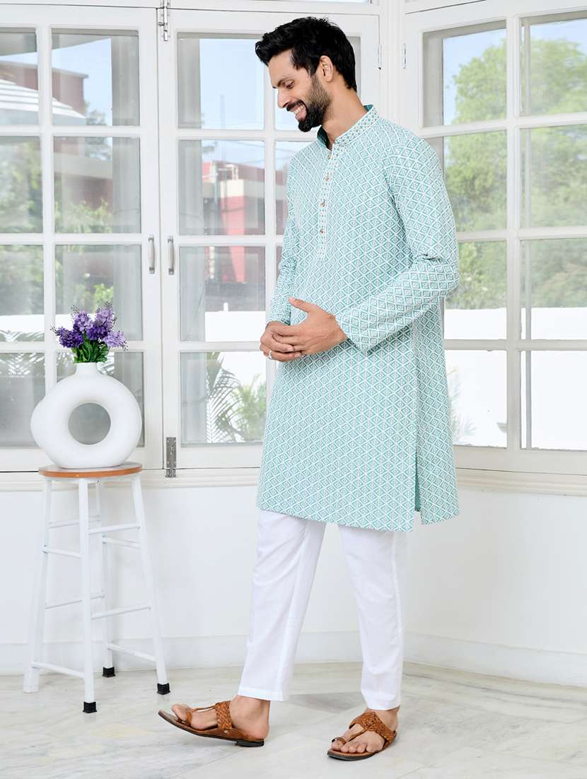men mandarin neck long sleeve short kurta - 22392510 -  Standard Image - 4