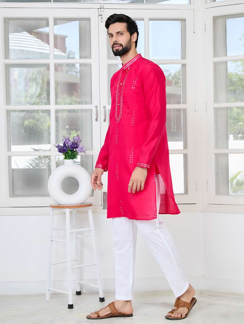 men mandarin neck long sleeve short kurta - 22392511 -  Standard Image - 4