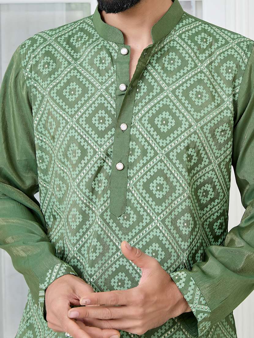 men mandarin neck long sleeve kurta - 22392513 -  Standard Image - 1