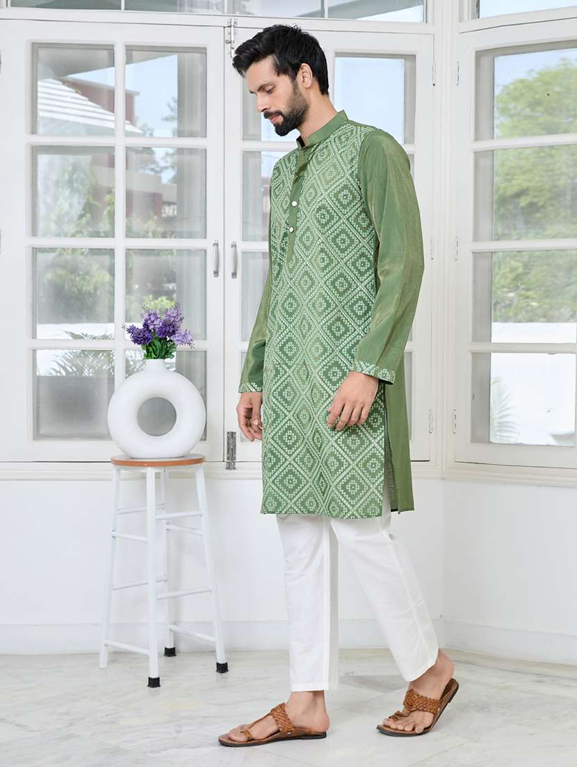 men mandarin neck long sleeve kurta - 22392513 -  Standard Image - 4