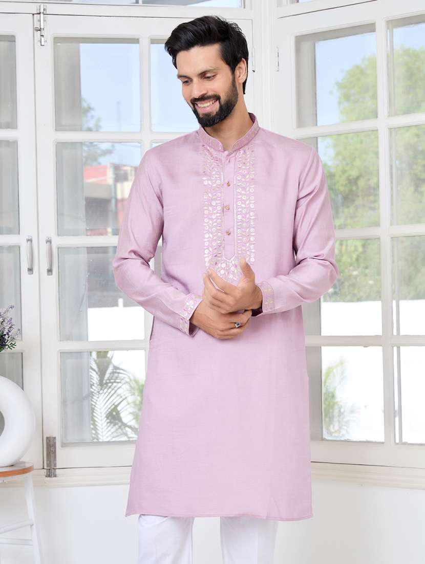 men mandarin neck long sleeve kurta