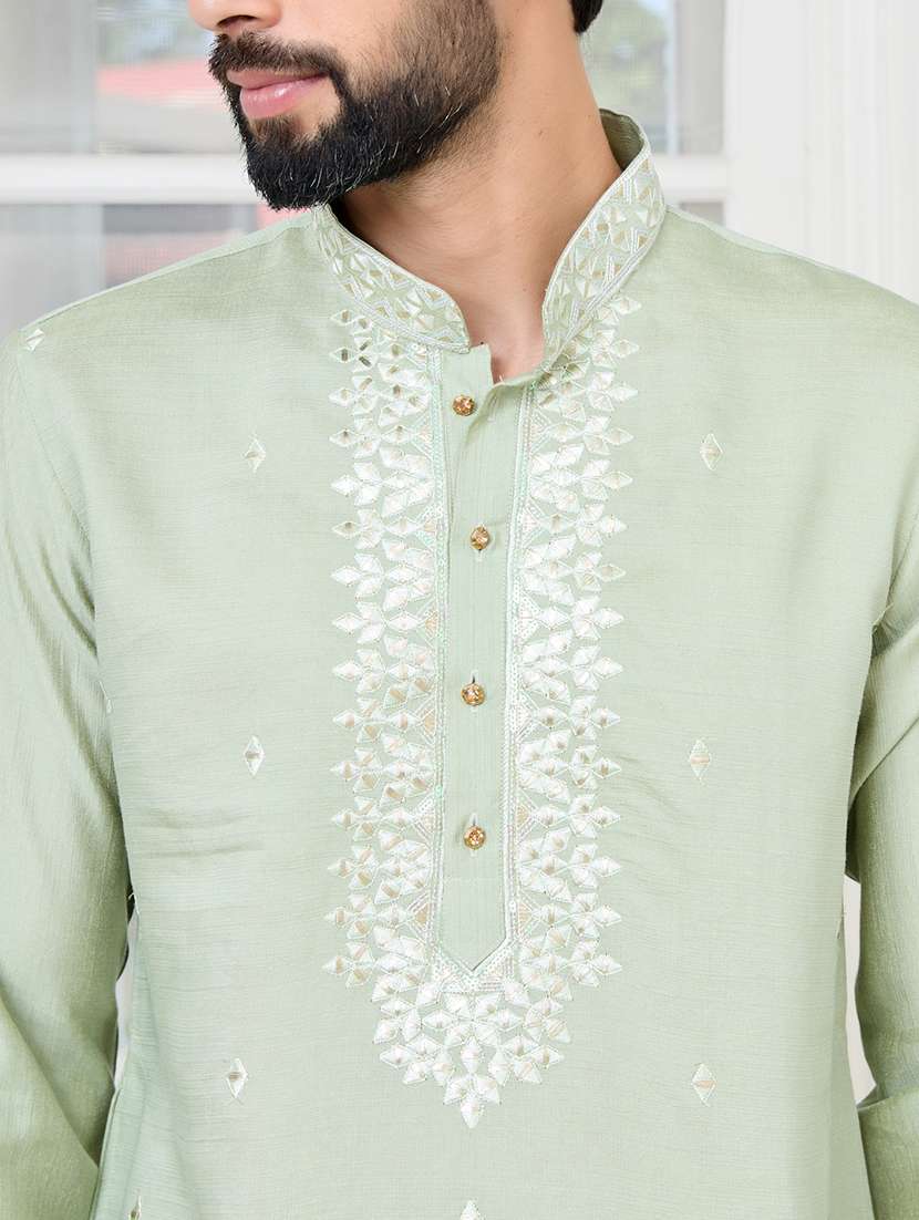 men mandarin neck long sleeve kurta - 22392515 -  Standard Image - 1