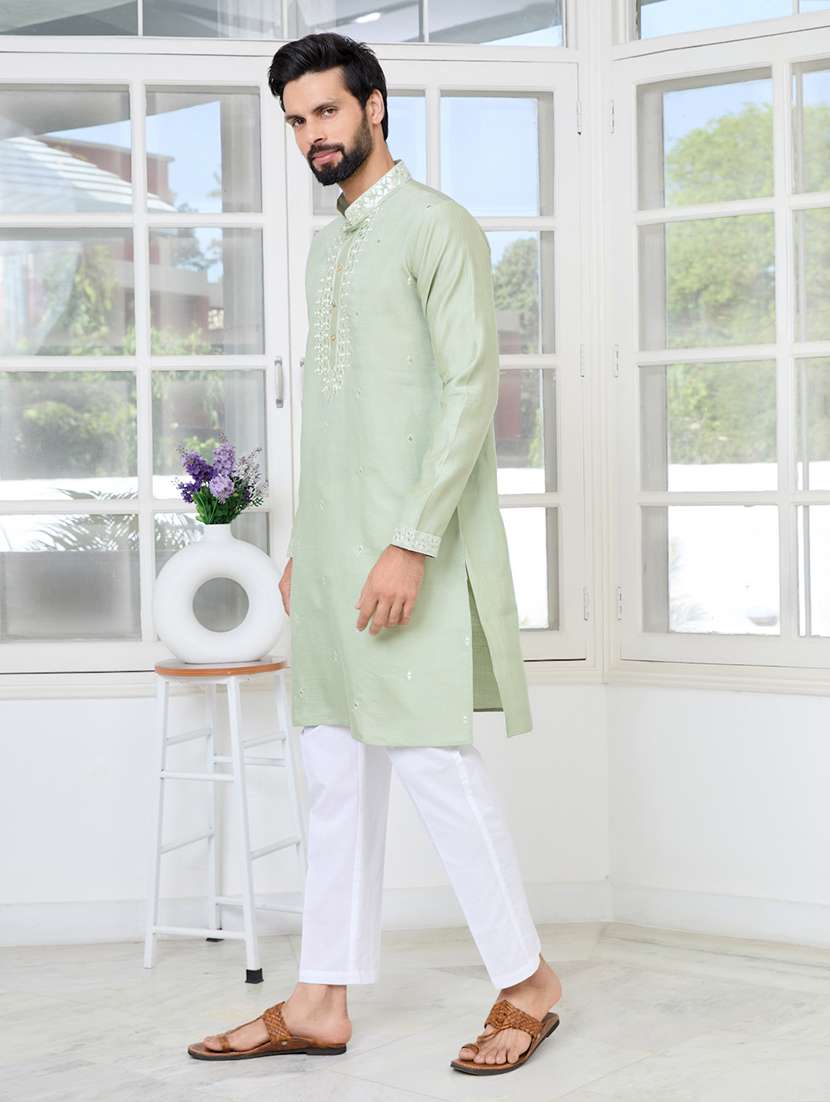 men mandarin neck long sleeve kurta - 22392515 -  Standard Image - 4