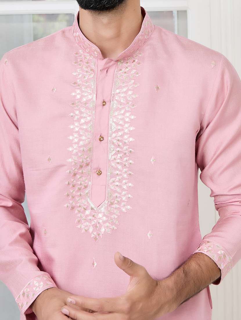 men mandarin neck long sleeve kurta - 22392517 -  Standard Image - 1