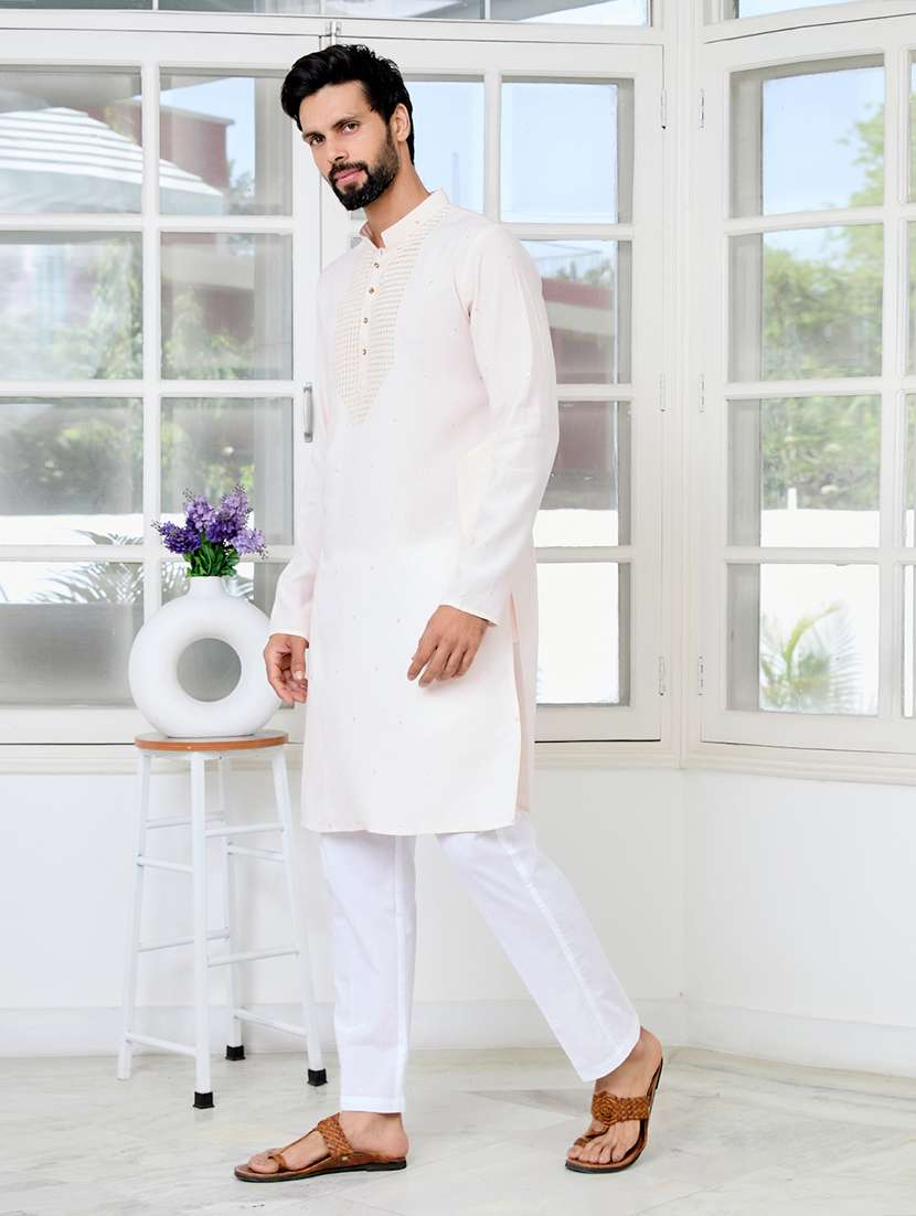 men mandarin neck long sleeve kurta - 22392518 -  Standard Image - 4