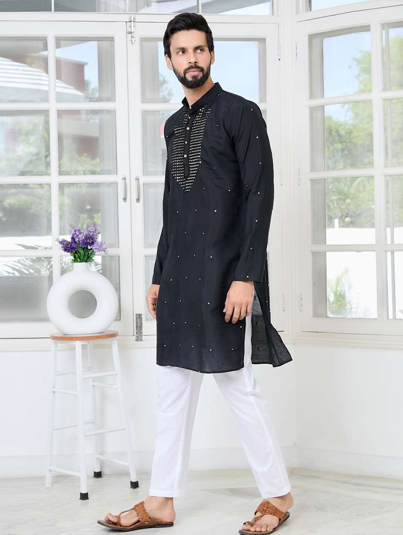 men mandarin neck long sleeve kurta - 22392520 -  Standard Image - 4
