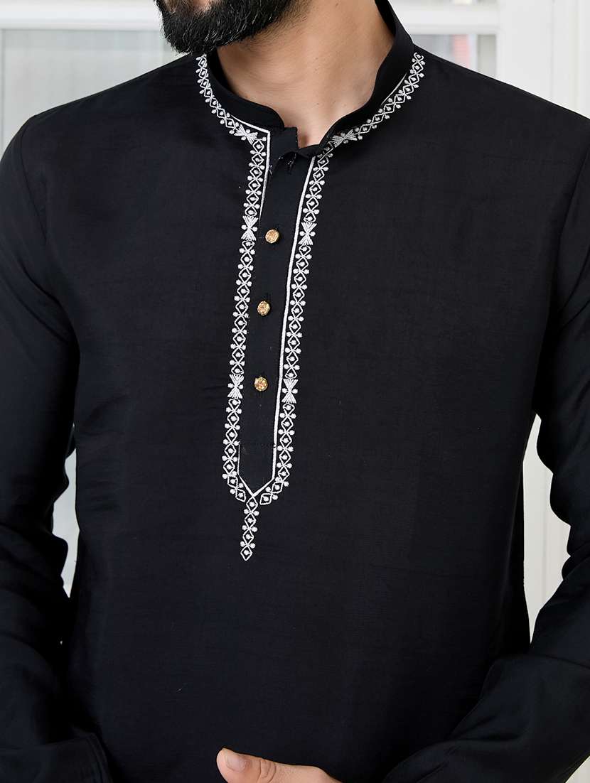 men mandarin neck long sleeve kurta - 22392521 -  Standard Image - 1