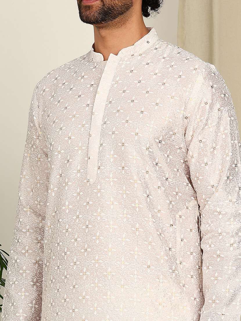 men mandarin neck long sleeve kurta - 22392584 -  Standard Image - 1
