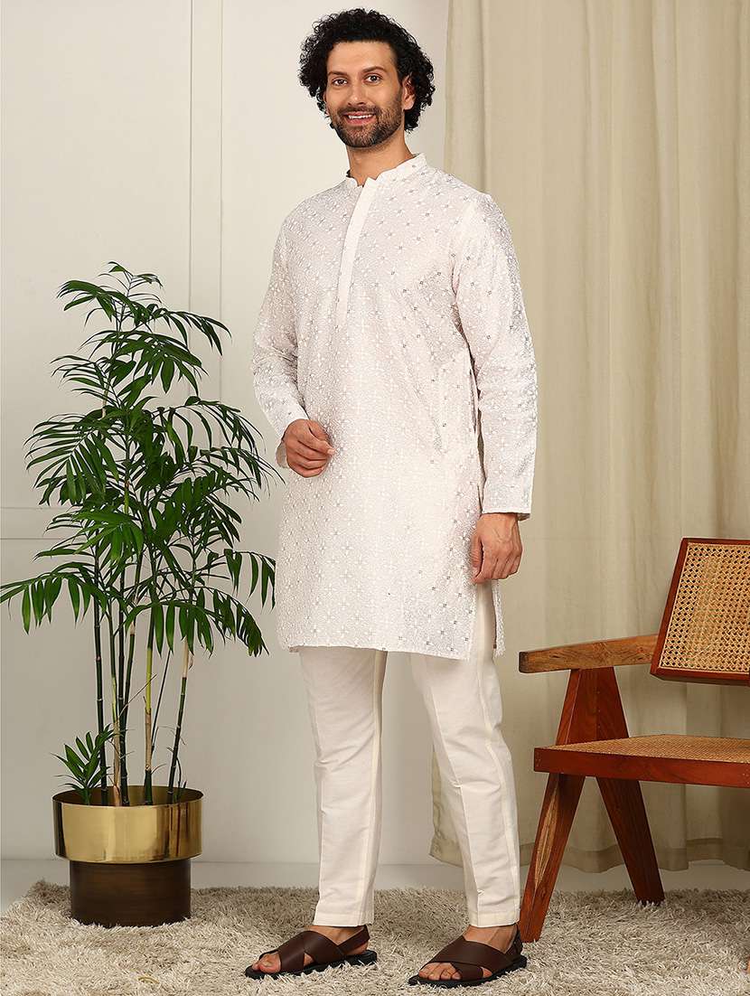 men mandarin neck long sleeve kurta - 22392584 -  Standard Image - 4