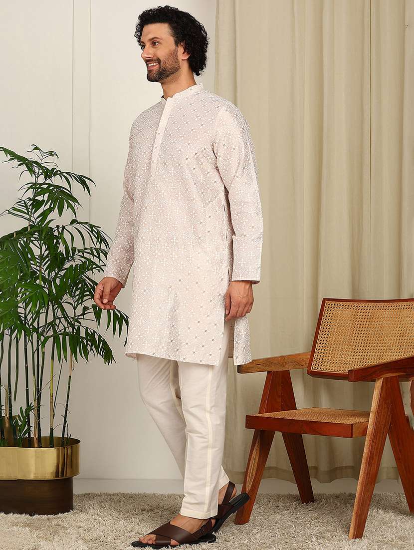 men mandarin neck long sleeve kurta - 22392586 -  Standard Image - 4