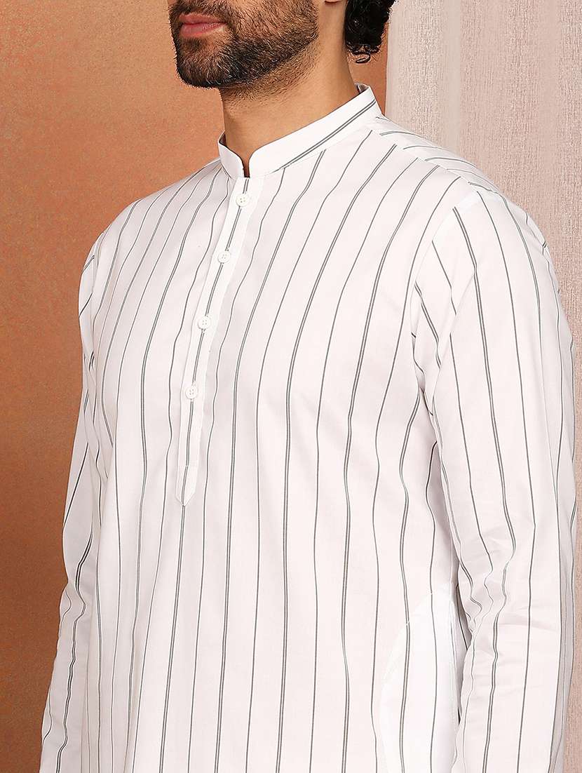 men mandarin neck long sleeve kurta - 22392593 -  Standard Image - 1
