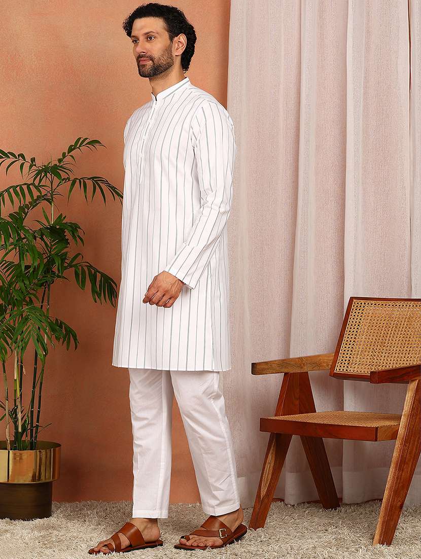 men mandarin neck long sleeve kurta - 22392593 -  Standard Image - 4