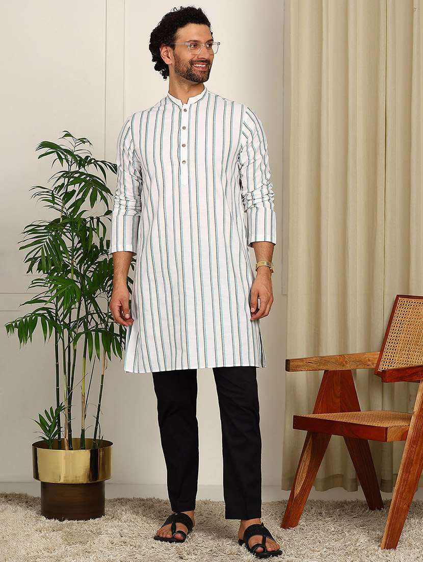 men mandarin neck long sleeve kurta