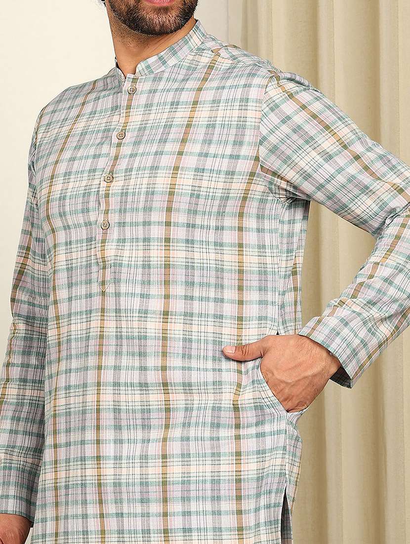 men mandarin neck long sleeve kurta - 22392596 -  Standard Image - 1