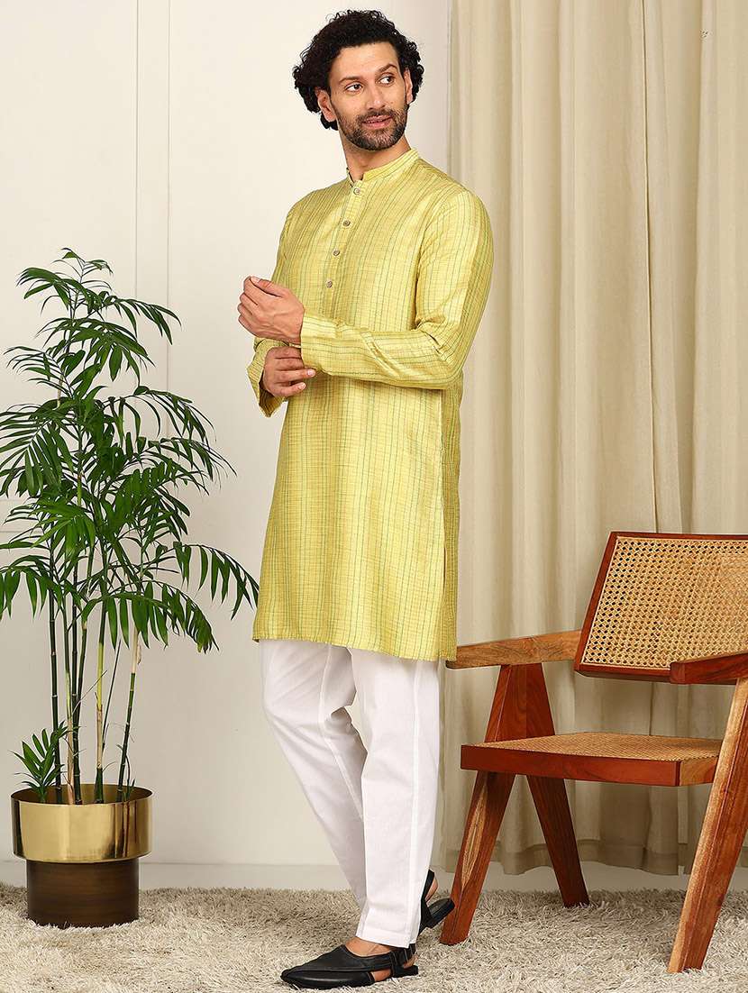Men Mandarin Neck Long Sleeve Kurta - 22392598 -  Standard Image - 4