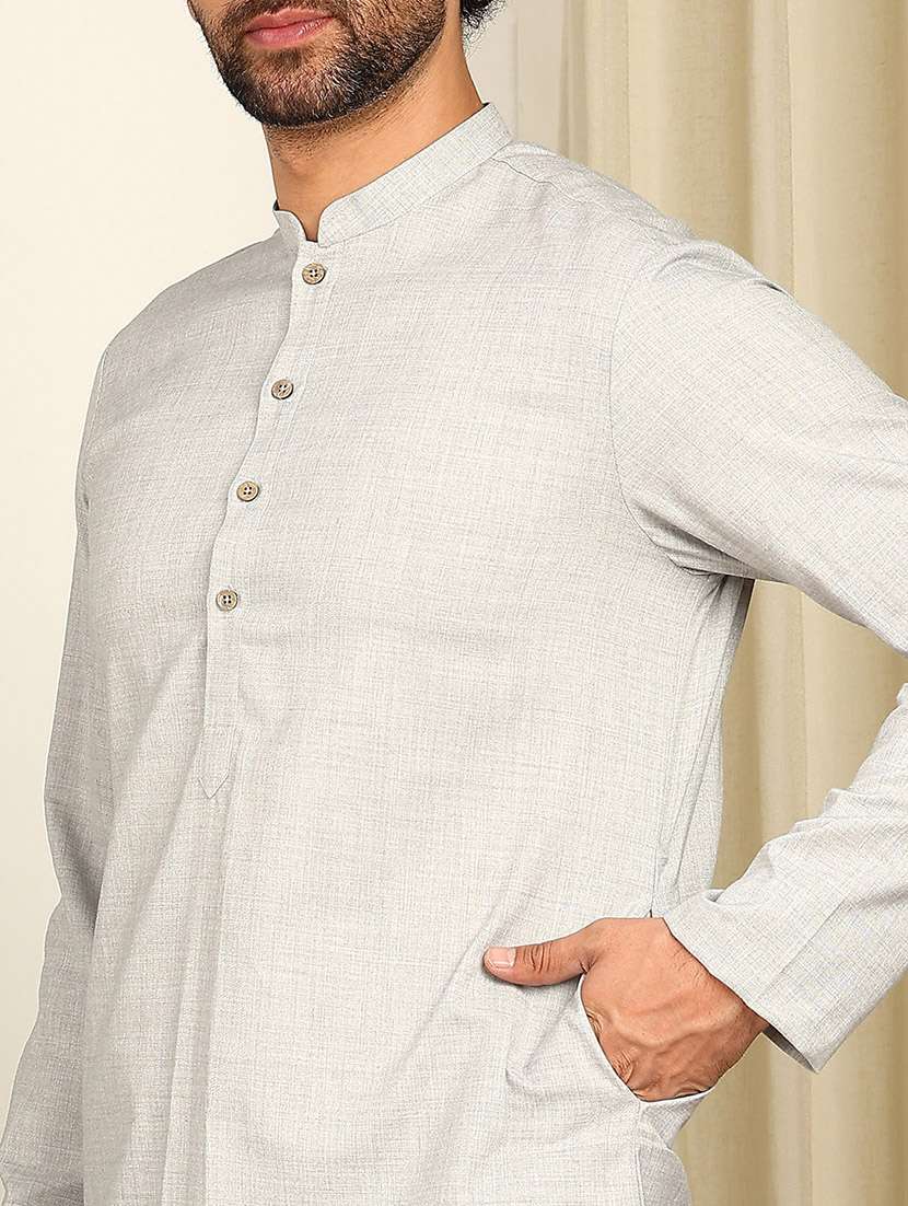 men mandarin neck long sleeve kurta - 22392600 -  Standard Image - 1