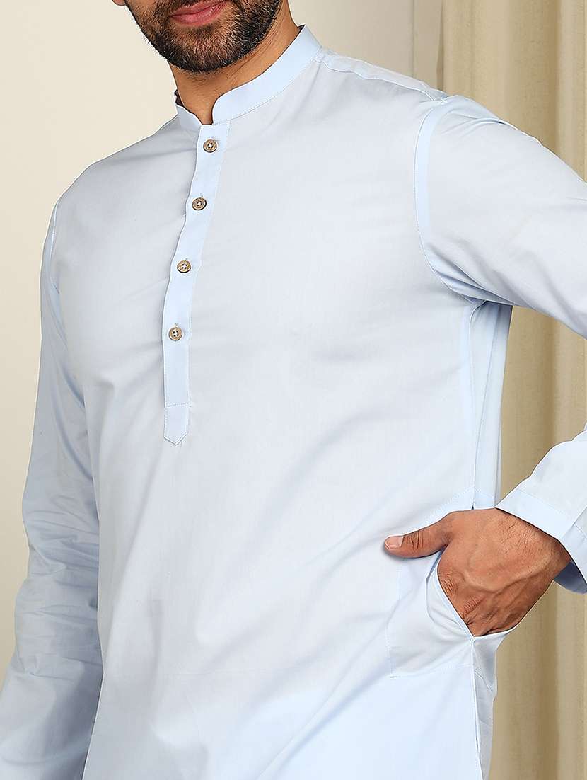 men mandarin neck long sleeve kurta - 22392603 -  Standard Image - 1