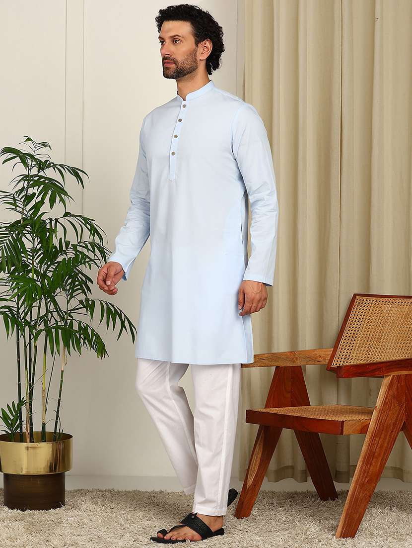 men mandarin neck long sleeve kurta - 22392603 -  Standard Image - 4