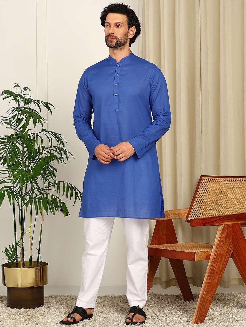 men mandarin neck long sleeve kurta